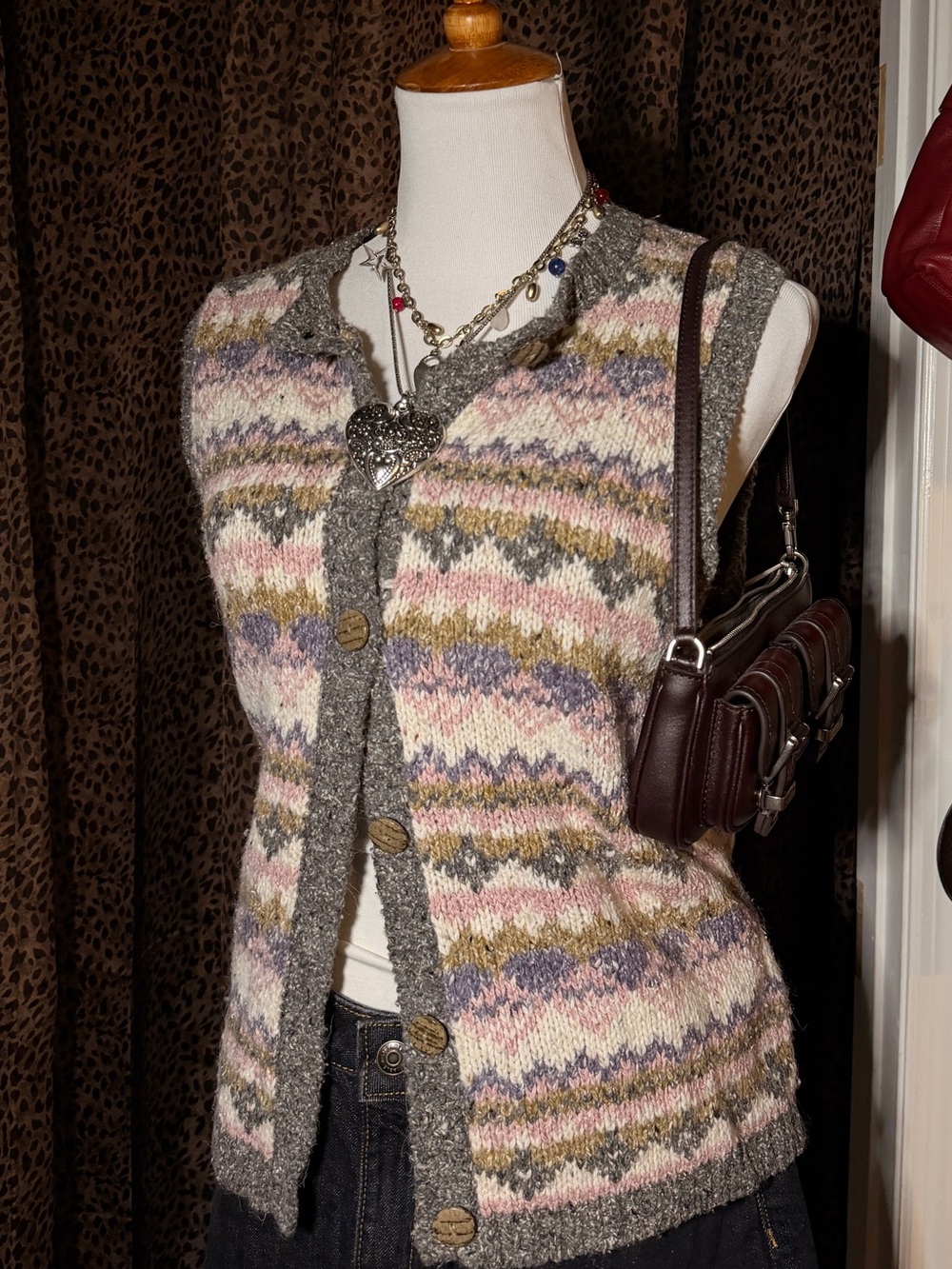 St. John's Bay Multicolor Knit Cardigan - Gray, Pink, Purple, Cream, Tan